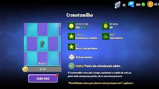 Jogando pvz2. E liberando a planta Cronotomilho.