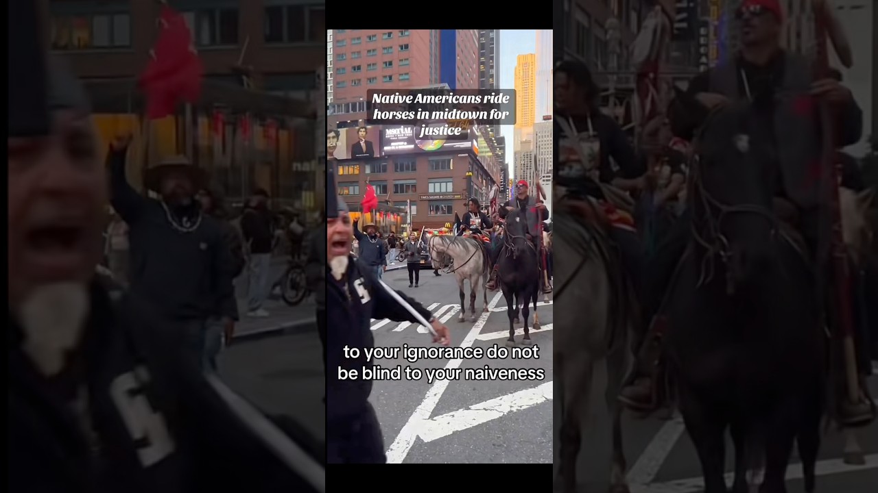 NATIVE americans PROTEST in New York City￼‼️😶