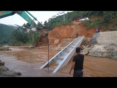 Video Cầu Hạnh Phúc (T 53) | Gác dầm cầu khủng bằng máy xúc... - youtube