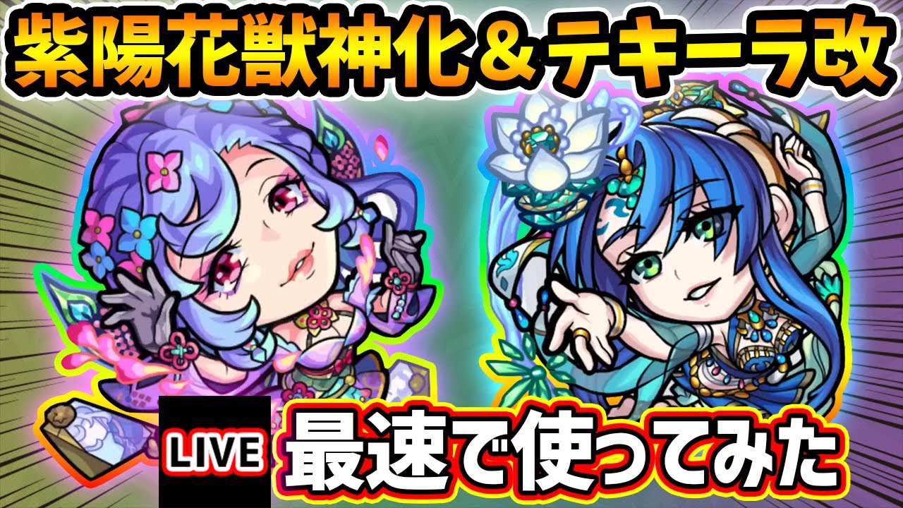 モンストライブ 超強乱気弾 2 亜人キラーm 幻竜封じel 友情ブーストel 渾身 紫陽花 獣神化 テキーラ獣神化改を最速で使ってみた けーどら Youtube