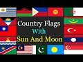 Country flags with sun and moon