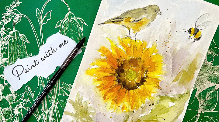 Sunflower, Bird and Bee - Easy Watercolor Tutorial...