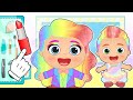 BABIES ALEX and LILY rainbow makeup session 💄🌈 Makeover with the hair styling machine