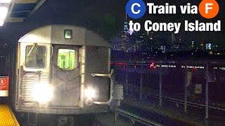 ⁴ᴷ R32 C Train Rerouted via the F Line to Coney Island