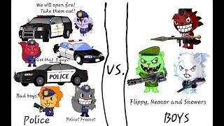 POLICE VS. BOYS (FLIPPY, NEOZOR AND SNOWERS) - (HTF ANIMATION) - Who Will Win?