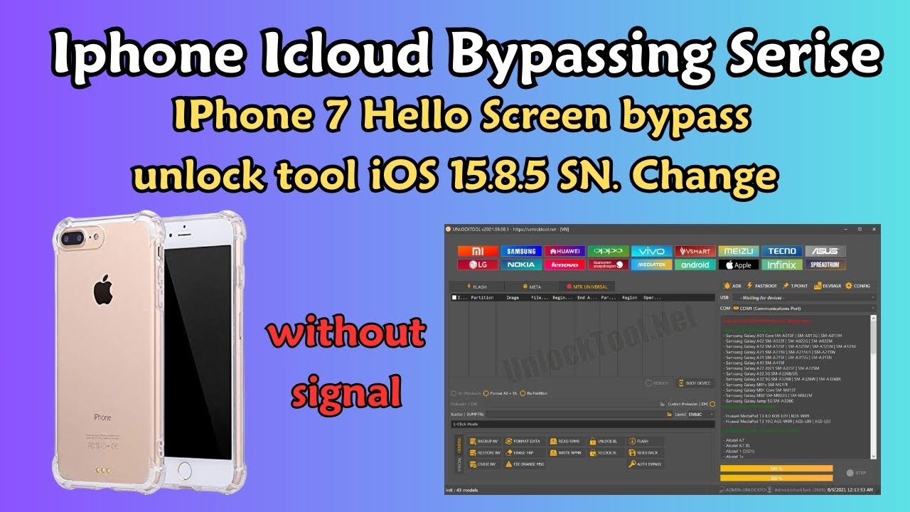 IPhone 7 plus Hello Screen bypass unlock tool iOS 15.8.5 SN. Change
