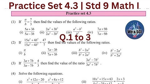 Practice Set 4.3 Q. 1 to 3 | L.4 Ratio and Proportion | 9th Math I Std 9 Algebra