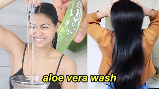 My ALOE VERA HAIR WASH ROUTINE | How to apply aloe vera gel in the shower screenshot 4