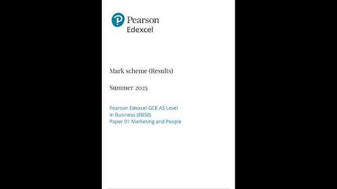 2025 Pearson Edexcel AS Level Business Mark Scheme Paper 1 (8BSO/01: Marketing and People)
