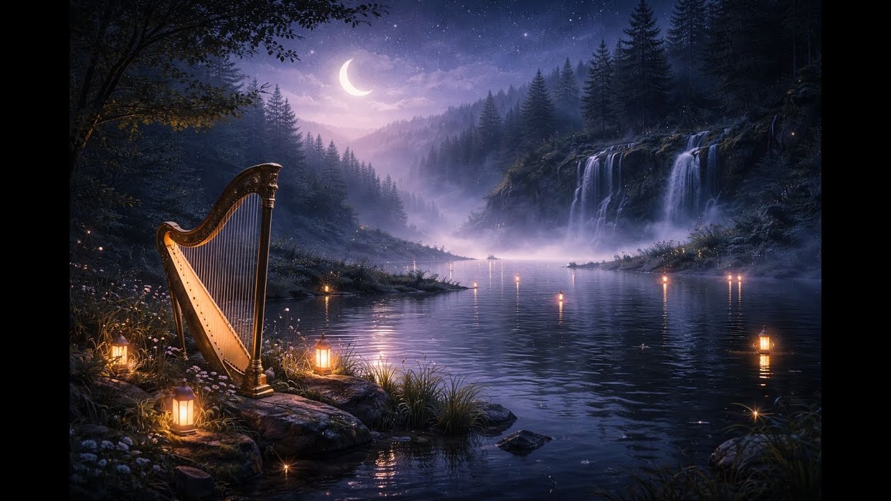 8 HOURS Deep Sleep Music 🌙 Ambient Harp Soundscape for Instant Sleep | Chillfield Studio