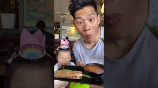 Baby girl tries Vietnamese Spring Rolls for the first time shorts