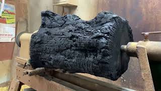 @Horror Wood Rotation  Recycle charred wood into beautiful designs using a lathe