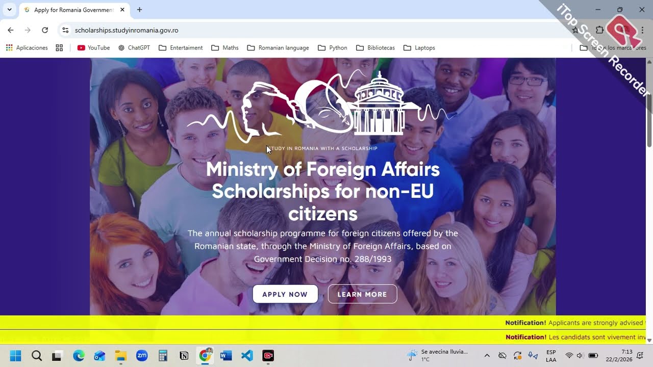 Como aplicar a la Beca del Gobierno Rumano 2026 | MFA Romanian Scholarship