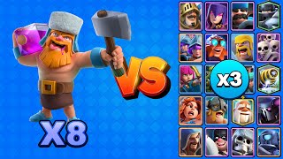 8 NUEVOS LEÑADORES vs TODAS LAS CARTAS TERRESTRES X3 | Clash Royale