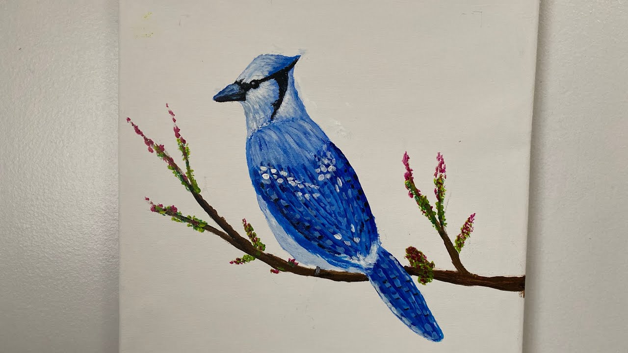 Easy Blue Jay Bird Painting For Beginners How To Paint A Blue Jay Bird Step By Step Youtube