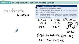 6.4 Example 3 Solving a Rational Equation with No Solution