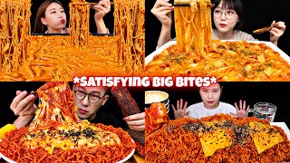 ASMR Korean Food MUKBANG: Creamy Cheesy Tteokbokki, Spicy Cheesy Noodles! Massive Eating Videos