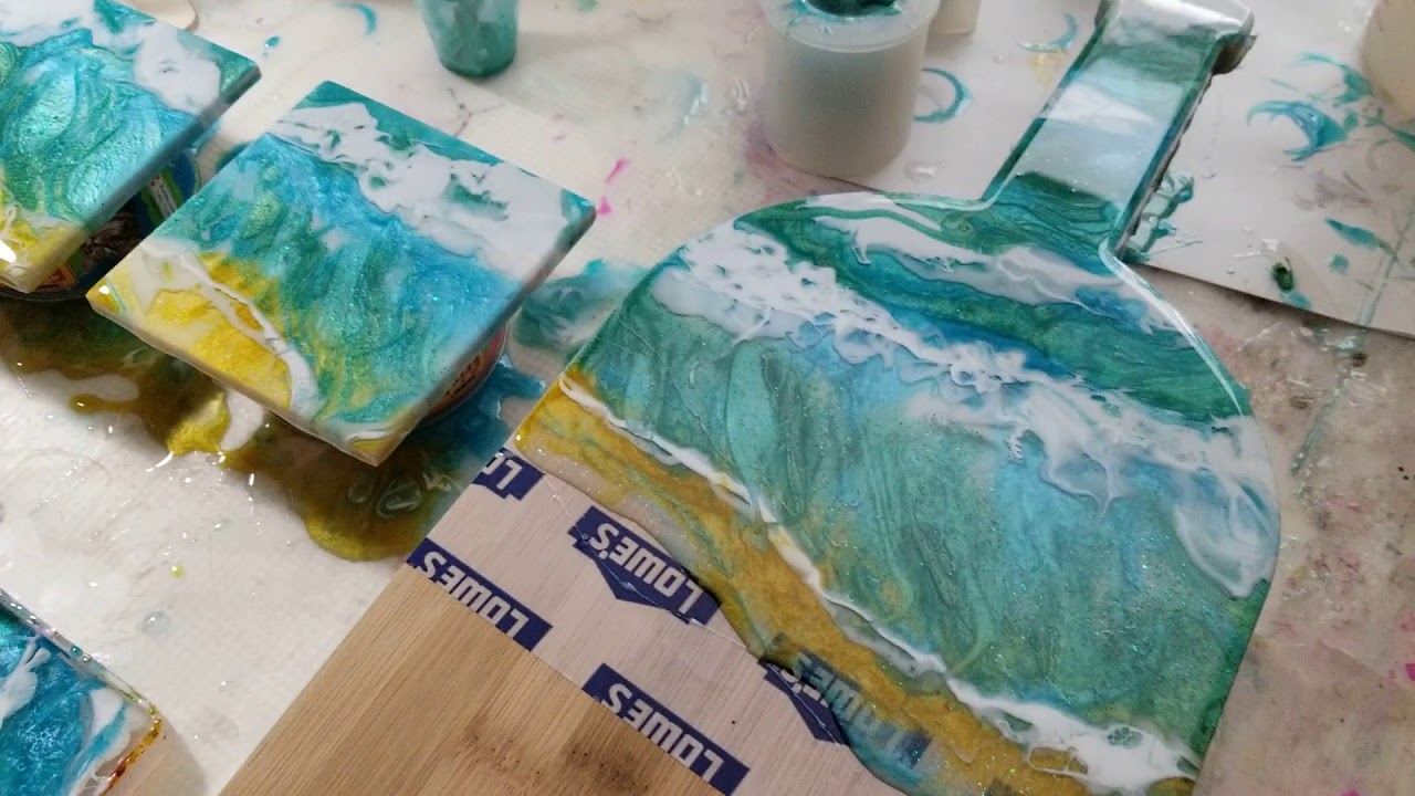 2 Resin... cutting board and matching coasters YouTube