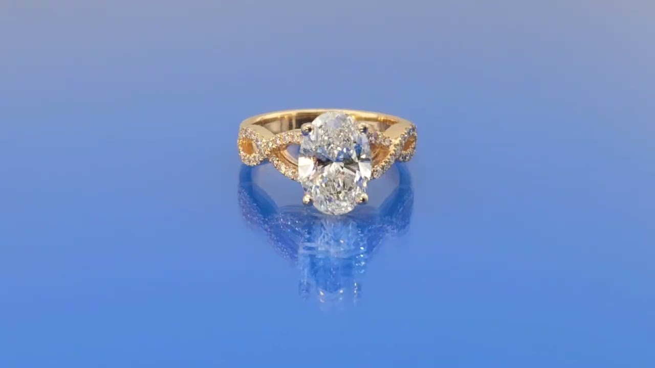Oval cut lab-grown bridge diamond ring 2.82 (ctw) 14k gold 1001 0204