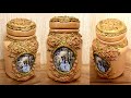 DIY/Decor glass jar /Decoupage on glass /How to Decor glass jar with air dry clay