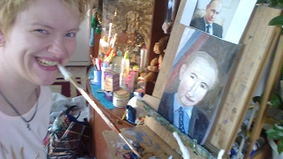 Наталия Жижилева, пишу картины держа кисточку ртом и вот  «Портрет президента В В  Путина» 2017г.