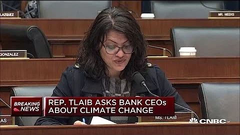 Rep. Rashida Tlaib asks big bank CEOs about climate change