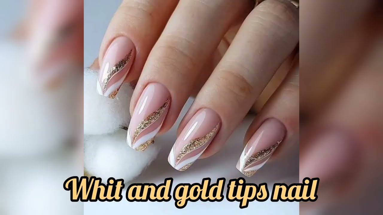 Trendy White Nails Art At Home for Beginners | Festive White & Gold Tips Nails