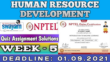 Human Resource Development Solution | Week - 5 | NPTEL | SWAYAM SOLUTION | #Solution #Nptel #Human