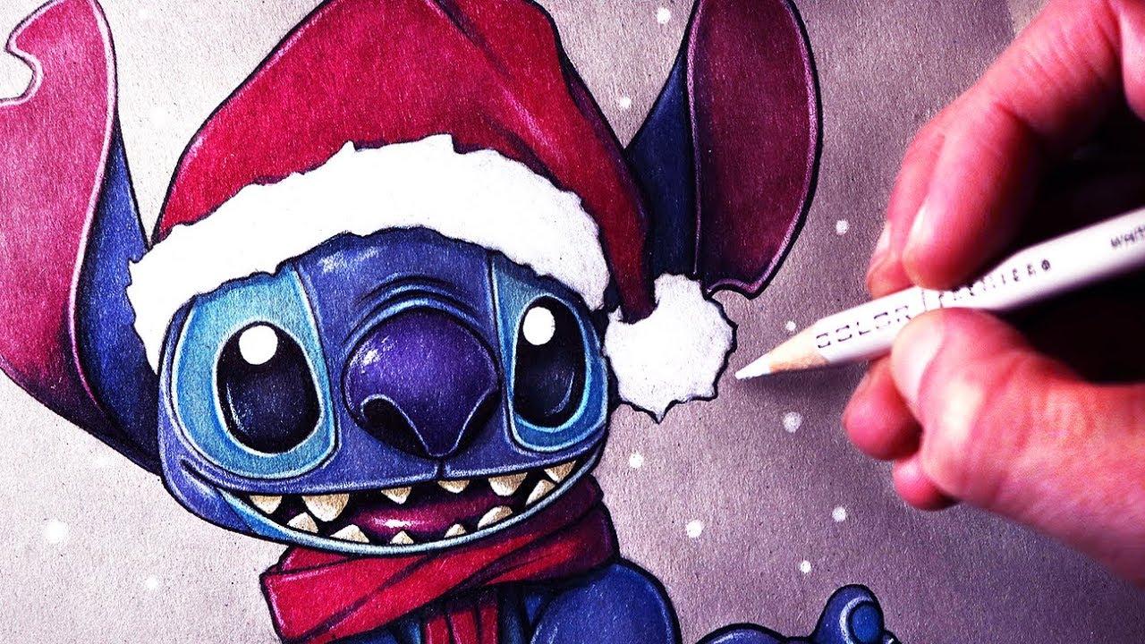 Drawing STITCH - MERRY CHRISTMAS - YouTube