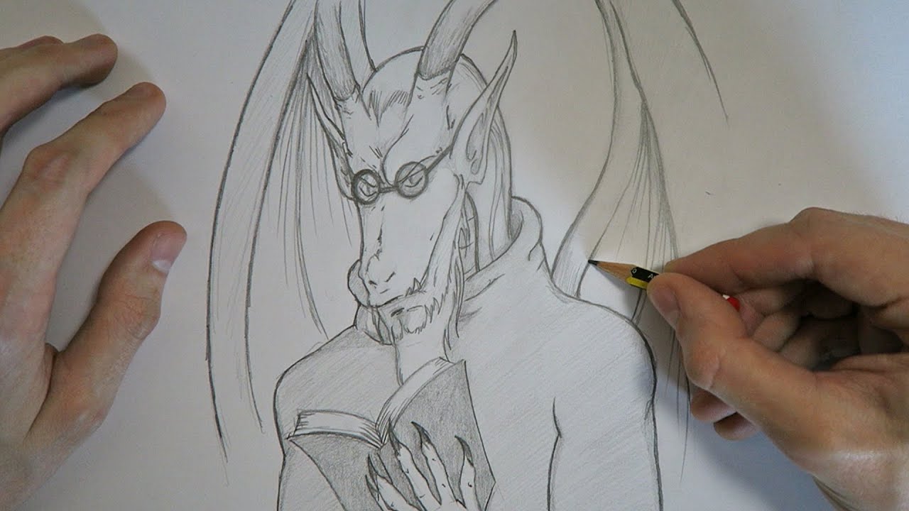 How To Draw Wise Dragon Wizard | Step By Step Fantasy Drawing Tutorial ...