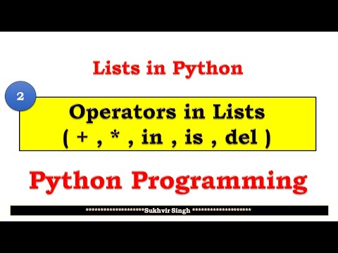 Lists in Python Part 2 : use of Operators in Lists