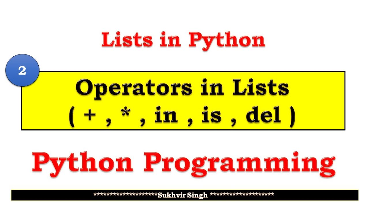 Lists in Python Part 2 : use of Operators in Lists - YouTube