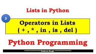 Lists in Python Part 2 : use of Operators in Lists