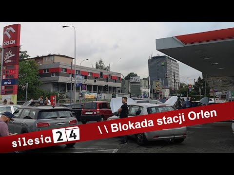 Blokada stacji PKN Orlen w Bielsku-Białej. 