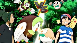 Ash Rowlet V/s Dartrix (Rowlet evolve form) || full battle pokemon