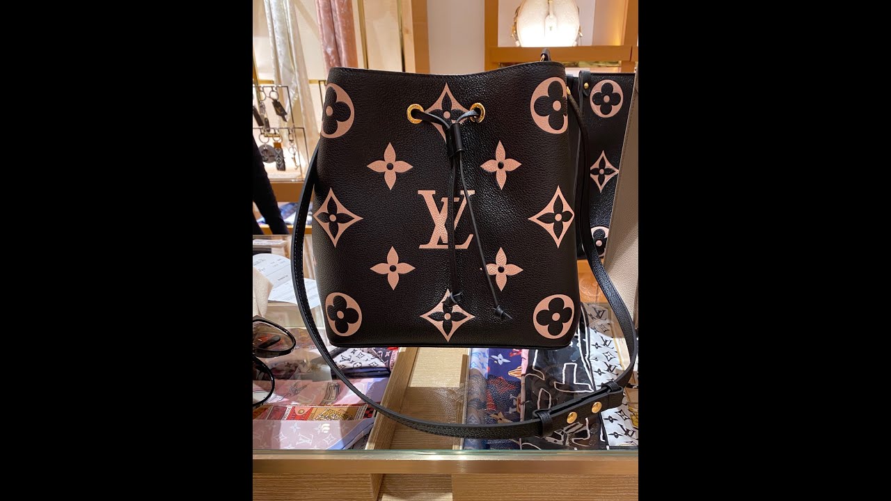 Louis Vuitton Bicolor Monogram Empreinte Neonoe MM M45497 Black Beige  Authentic