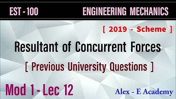 EST 100 - Mechanics | Mod 1 - Lec 12 | Resultant of Forces | Previous University Questions | KTU