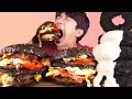 MUKBANG ASMRㅣAmazing! Big Black Burger, Black Squid Rings Eat🍔Korean Fast Food 후니 Hoony Eatingsound