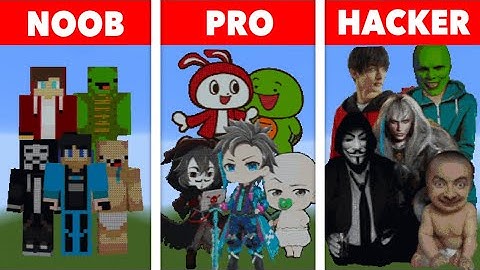 NOOB VS PRO VS HACKER Minecraft Pixel art✨JJ＆Makey ＆ Anonymous ＆ Mr.Bean