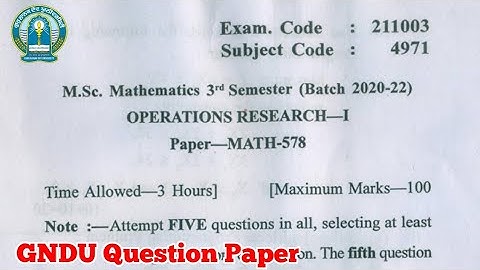 Gndu Msc Mathematics 3rd Semester Operations Research Question Paper