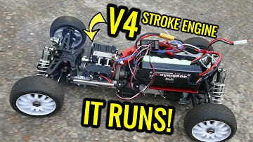RAT ROD 4 CYLINDER V400 FOUR STROKE NITRO RC ENGINE - Build Series Part 5! YES, IT RUNS!! First Test