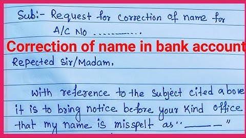Application for change/correction of name in bank account | #bankapplication #namechange#correction