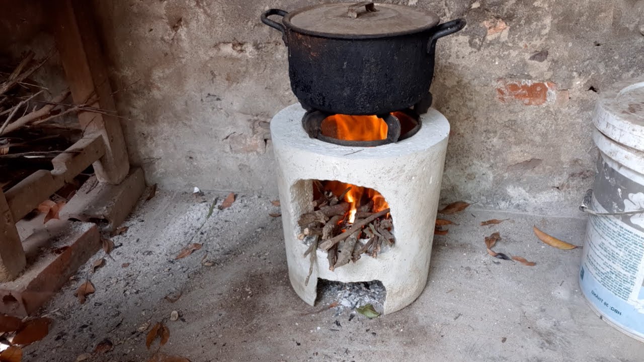 Cement Craft Ideas - How To Make A Concrete Rocket Stove From Cement At