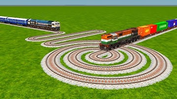 CRAZY TRAINS CROSSING ON BIGGEST AROUND CIRCLE RAILWAY TRACKS! Risky Railroad Tracks | beamng drive