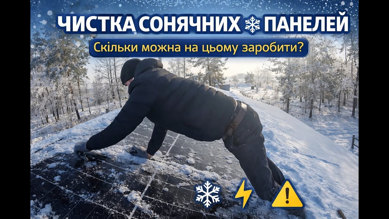 Скільки можна заробити!? Чистка сонячних панелей взимку на даху ❄️⚡
