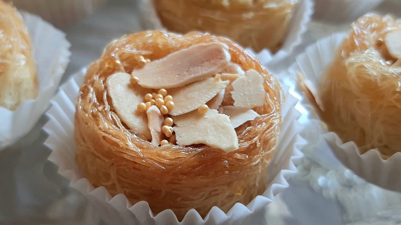 عشيشات بالكنافة او حلوة بالكنافة واللوز معسلين من الحلويات بريستيج روووووعة