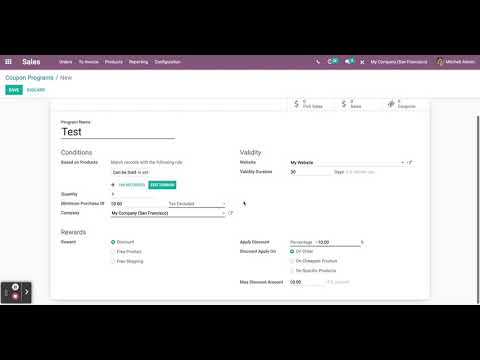Odoo Sales Module Promotions, Coupons, and Discounts