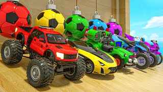 Wheels On the Bus - five little soccer balls and a giant monster truck - Nursery Rhymes & Kids Songs