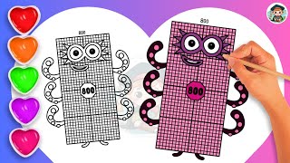 COLORING Numberblock 800! 🌈 Easy Drawing for Kids