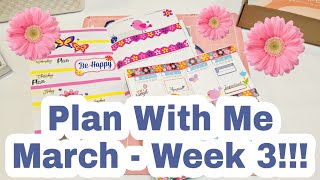 Plan With Me Using Dollar Tree Spring Theme Stickers | March - Week 3 | Planning With Eli